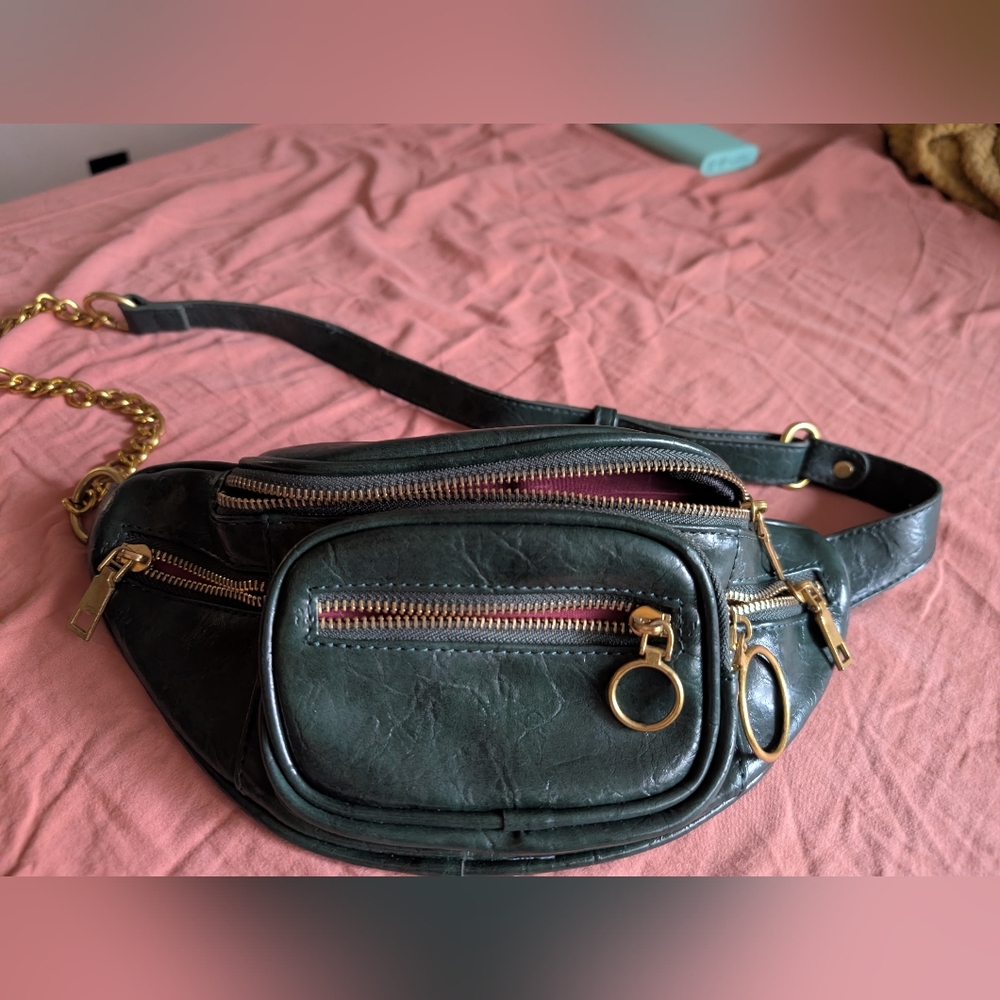 Green Leather Waist Bag